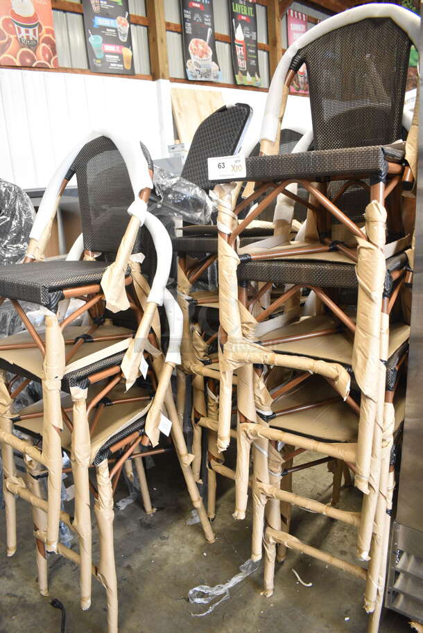10 BRAND NEW SCRATCH AND DENT! Lancaster Table & Seating 427BSFRBSBRN Bistro Series Brown Teslin Outdoor Side Barstool. 10 Times Your Bid! - Image 2 of 7