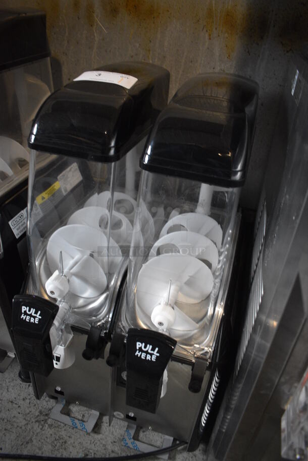 LIKE NEW! Elmeco Model FC2 GREEN Metal Commercial Countertop 2 Hopper Slushie Machine. 115 Volts, 1 Phase. 17x22x34. Tested and Working! - Image 3 of 5