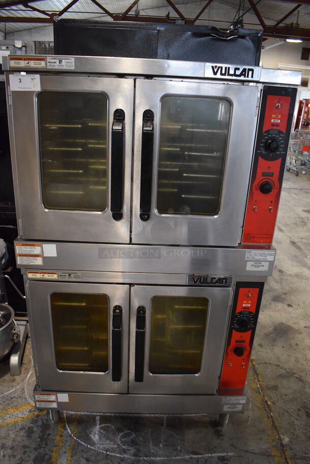 2 Vulcan VC5GD-11D1 Stainless Steel Commercial Gas Powered Full Size Convection Oven w/ View Through Doors, Metal Oven Racks and Thermostatic Controls. 2 Times Your Bid!