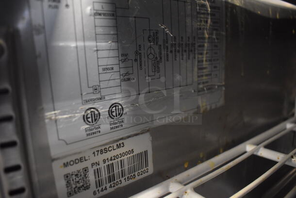 Avantco 178SCLM3 Stainless Steel Commercial Sandwich Salad Prep Table Bain Marie Mega Top on Commercial Casters. 115 Volts, 1 Phase. 70x32x47. Tested and Powers On But Does Not Get Cold - Image 6 of 7