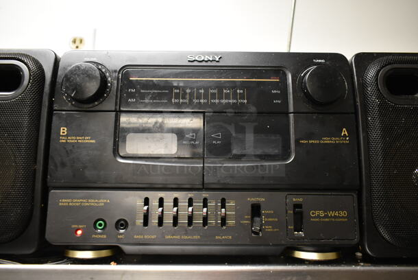 Stainless Steel Wall Mount Shelf w/ Sony CFS-W430 Radio Cassette Corder. BUYER MUST REMOVE. (kitchen) - Image 5 of 7