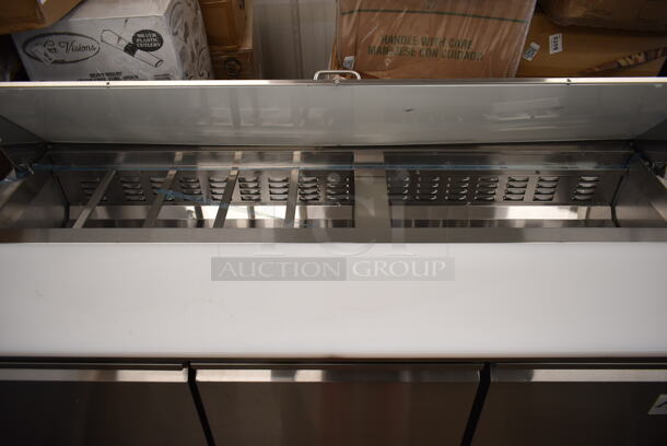 BRAND NEW SCRATCH AND DENT! 2023 Avantco 178SSPT71HC Stainless Steel Commercial Sandwich Salad Prep Table Bain Marie Mega Top on Commercial Casters. 115 Volts, 1 Phase. Tested and Working! - Image 8 of 11