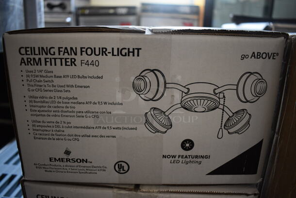2 BRAND NEW SCRATCH AND DENT! Emerson Ceiling Fan Four Light Arm Fitter Light Fixture. 2 Times Your Bid!
