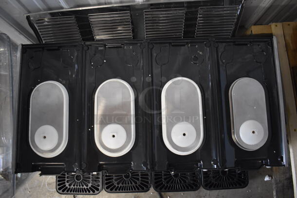 BRAND NEW SCRATCH AND DENT! Vollrath VBBE4-37-S Stainless Steel Commercial Countertop Quadruple 5.28 Gallon Bowl Refrigerated Beverage Dispenser with Stirring Paddle Circulation. 115 Volts, 1 Phase. Hoppers Are Stuck Together. Tested and Powers On - Image 8 of 10