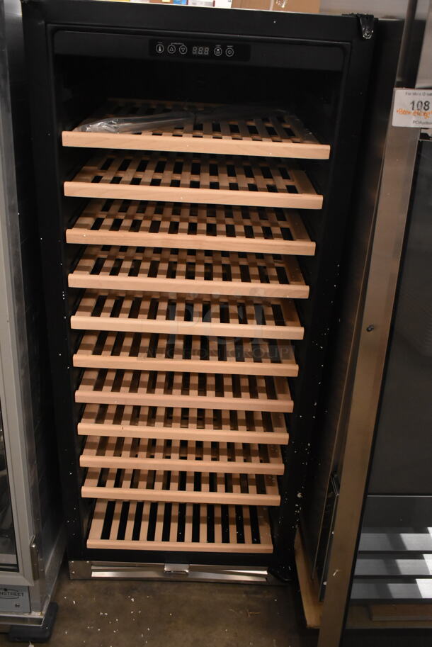 BRAND NEW SCRATCH AND DENT! AvaValley 342WRC128SZ Single Temperature Full Glass Door Commercial Wine Cooler. Top Hinge Is Bent So Door Is Not On. 120 Volts, 1 Phase. Tested and Powers On But Does Not Get Cold - Image 4 of 6