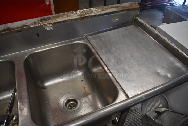 Stainless Steel Commercial 3 Bay Sink w/ Dual Drainboards, Faucet and Handles. 90.5x27x43. Bays 16x21x12. Drainboards 16x23x2 - Image 4 of 5