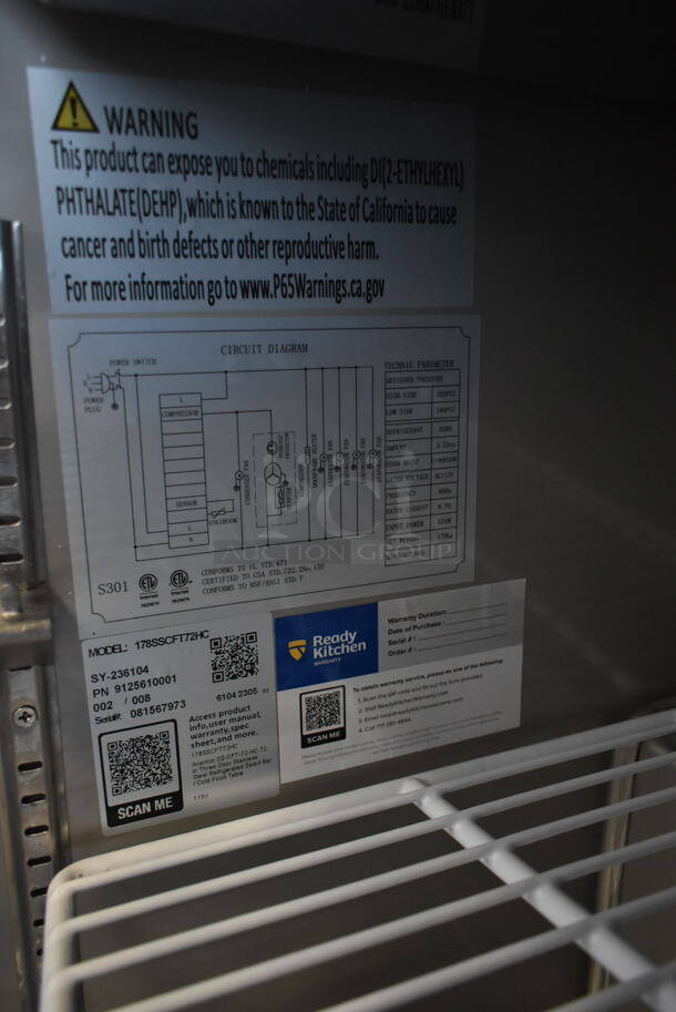 BRAND NEW SCRATCH AND DENT! 2023 Avantco 178SSCFT72HC Stainless Steel Commercial Refrigerated Salad Bar. 115 Volts, 1 Phase. Tested and Working! - Image 7 of 8