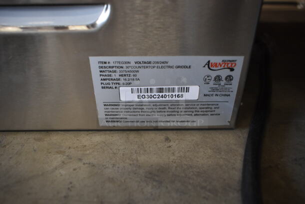 BRAND NEW SCRATCH AND DENT! Avantco 177EG30N Stainless Steel Commercial Countertop Electric Powered Flat Top Griddle. 208/240 Volts, 1 Phase.  - Image 6 of 6