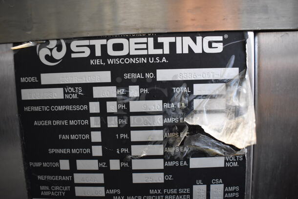 Stoelting 237R-109G Stainless Steel Commercial Floor Style Air Cooled 2 Flavor w/ Twist Soft Serve Ice Cream Machine on Commercial Casters. Goes GREAT w/ Lot 118! 208/230 Volts, 3 Phase. 16x43x66 - Image 6 of 7