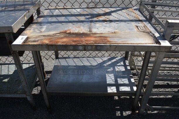 Stainless Steel Table w/ Metal Under Shelf. 34x30x31.5