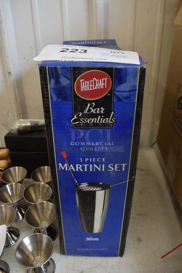 3 BRAND NEW! Boxes of Tablecraft Metal 3 Piece Martini Sets. 3 Times Your Bid!