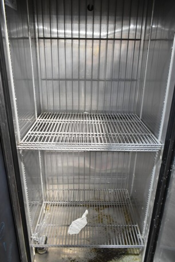 2017 True T-19F Stainless Steel Commercial Single Door Reach In Cooler on Commercial Casters. Back Right Caster is Broken and Back Left Caster Is Missing. 115 Volts, 1 Phase. Tested and Working! - Image 3 of 4