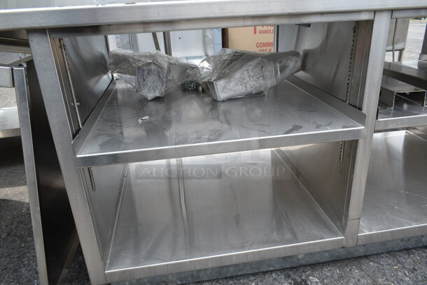 BRAND NEW SCRATCH AND DENT! Stainless Steel Commercial Counter w/ Sink Bay, Faucet, Handles and Under Shelves. - Image 7 of 9