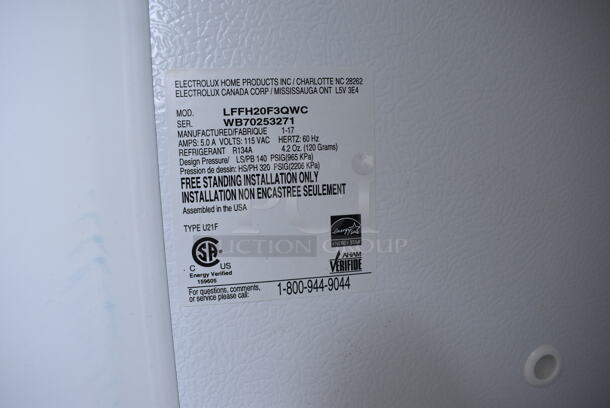 2017 Frigidaire Model LFFH20F3QWC ENERGY STAR Single Door Reach In Freezer. 115 Volts, 1 Phase. 34x30x73. Tested and Working! - Image 6 of 6