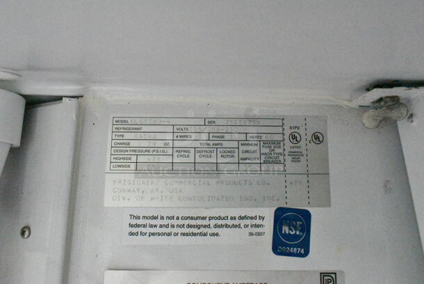 Frigidaire ULG50BD-4 Metal Commercial 2 Door Reach In Freezer Merchandiser. Doors Need To Be Reattached. 115/208-230 Volts, 1 Phase.  - Image 5 of 5