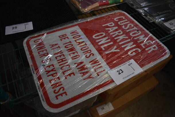 BRAND NEW! Red and White Metal Customer Parking Only Sign. 12x18 - Image 2 of 4