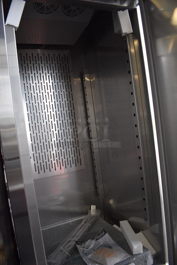 BRAND NEW! Avantco Model 178CFD1FF Stainless Steel Commercial Single Door Reach In Freezer w/ Poly Coated Racks. 115 Volts, 1 Phase. 29x32.5x77.5. Tested and Working! - Image 7 of 7