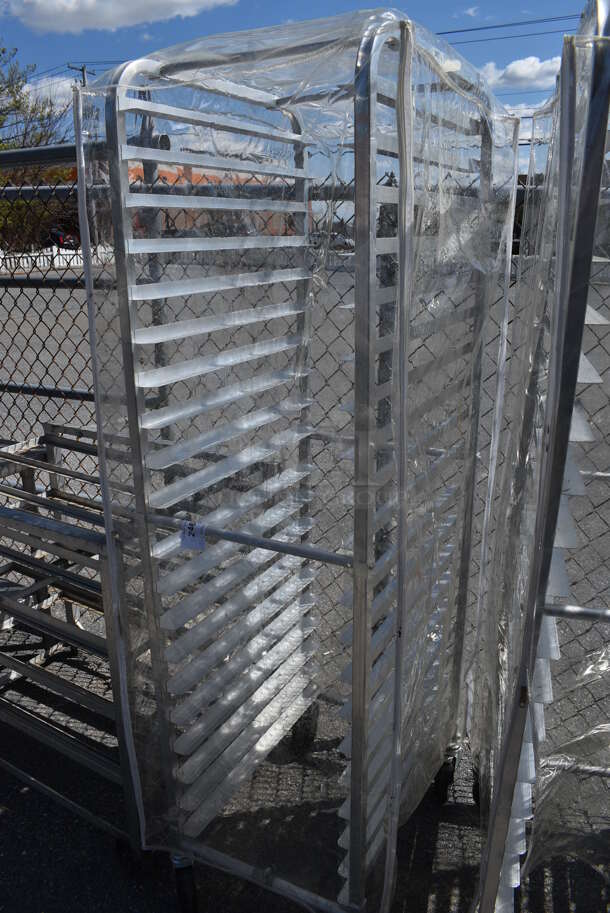 Metal Commercial Pan Transport Rack w/ Clear Cover on Commercial Casters. 18.5x26x69.5 - Image 2 of 3