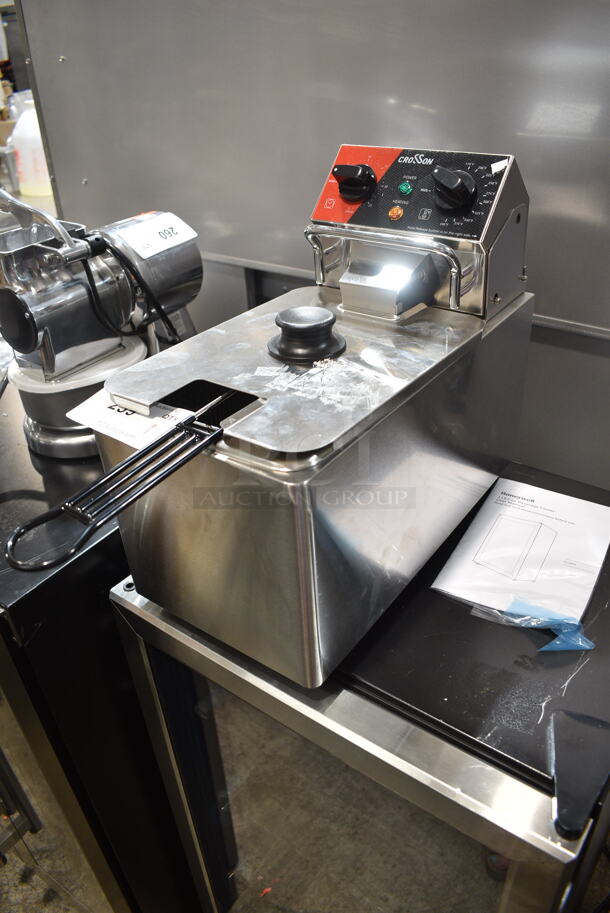 2024 Crosson CF-10 Stainless Steel Commercial Countertop Electric Powered Single Bay Fryer w/ Metal Fry Basket and Lid. 120 Volts, 1 Phase. - Image 3 of 7