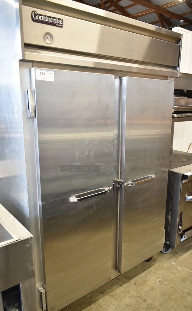 2021 Continental 2F Stainless Steel Commercial 2 Door Reach In Freezer w/ Poly Coated Racks on Commercial Casters. 115 Volts, 1 Phase. Tested and Does Not Power On. Appears to Need to be Rewired and a New Power Cord - Image 1 of 6