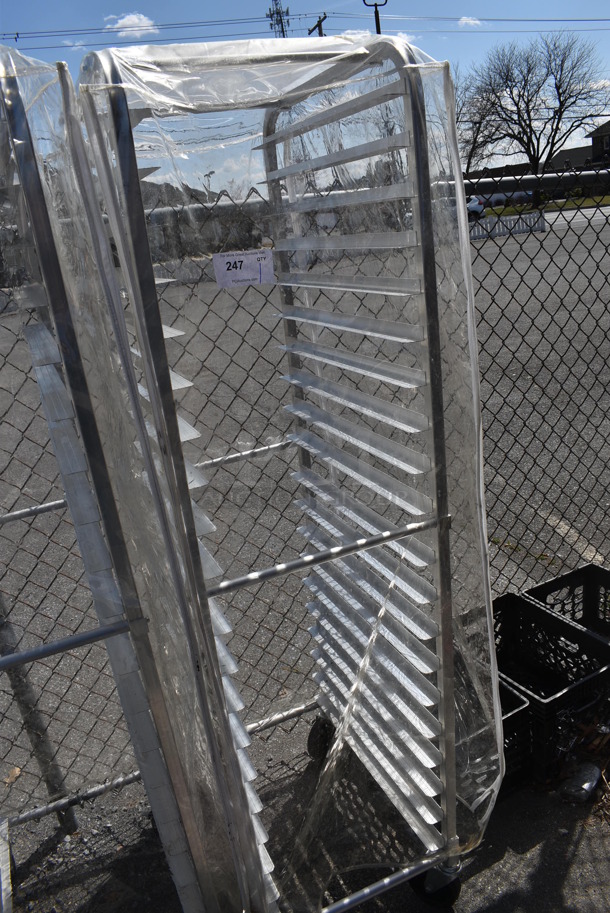 Metal Commercial Pan Transport Rack w/ Clear Cover on Commercial Casters. 18.5x26x69.5 - Image 2 of 3