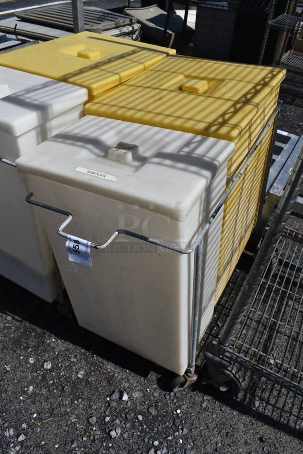 Two Poly Ingredient Bins on Metal Frame w/ Commercial Casters. Missing 1 Caster. 15x31x28.5 - Image 2 of 5