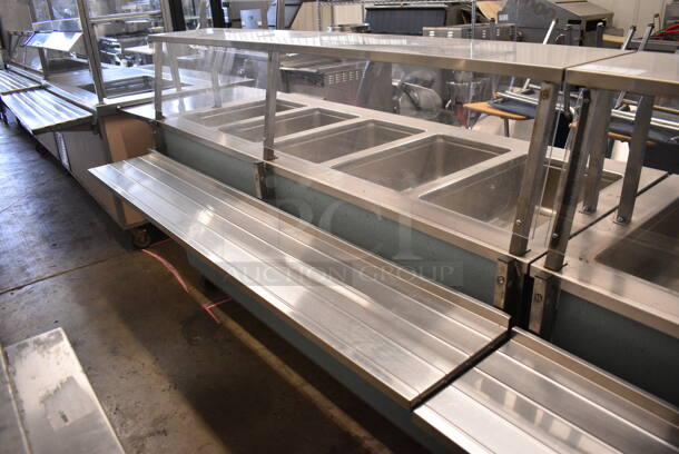 Vollrath 37050-2494-CNB Stainless Steel Commercial Electric Powered 5 Well Steam Table w/ Sneeze Guard and Tray Slide on Commercial Casters. 208 Volts, 1 Phase. 92x45x48 - Image 2 of 6