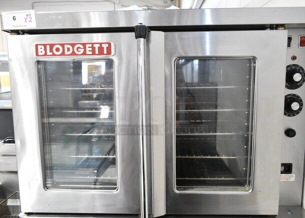 2 Blodgett Stainless Steel Commercial Gas Powered Full Size Convection Oven w/ View Through Doors, Metal Oven Racks and Thermostatic Controls on Commercial Casters. 2 Times Your Bid!  - Image 2 of 11