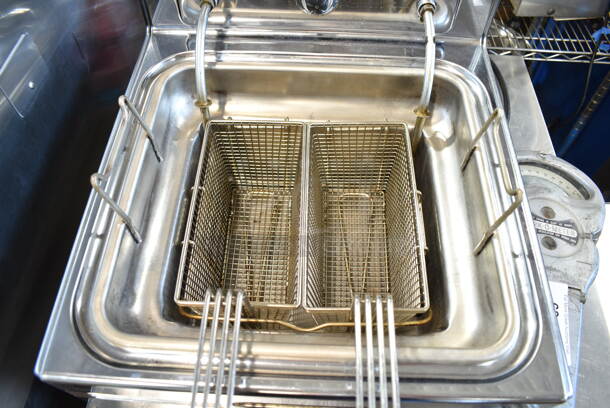 Hotpoint 101HK3 Stainless Steel Commercial Countertop Electric Powered Deep Fat Fryer w/ 2 Metal Fry Baskets. 220-240 Volts.  - Image 2 of 6