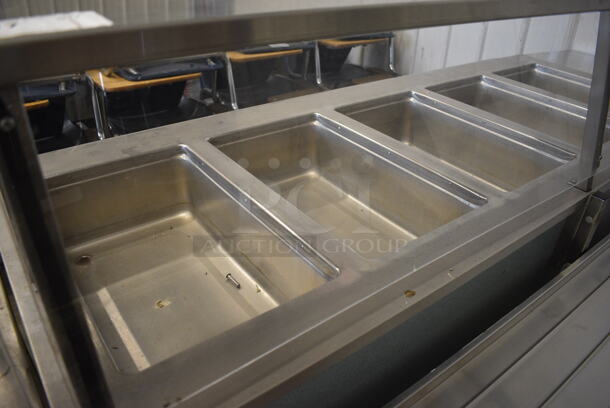 Vollrath 37050-2494-CNB Stainless Steel Commercial Electric Powered 5 Well Steam Table w/ Sneeze Guard and Tray Slide on Commercial Casters. 208 Volts, 1 Phase. 92x45x48 - Image 3 of 8