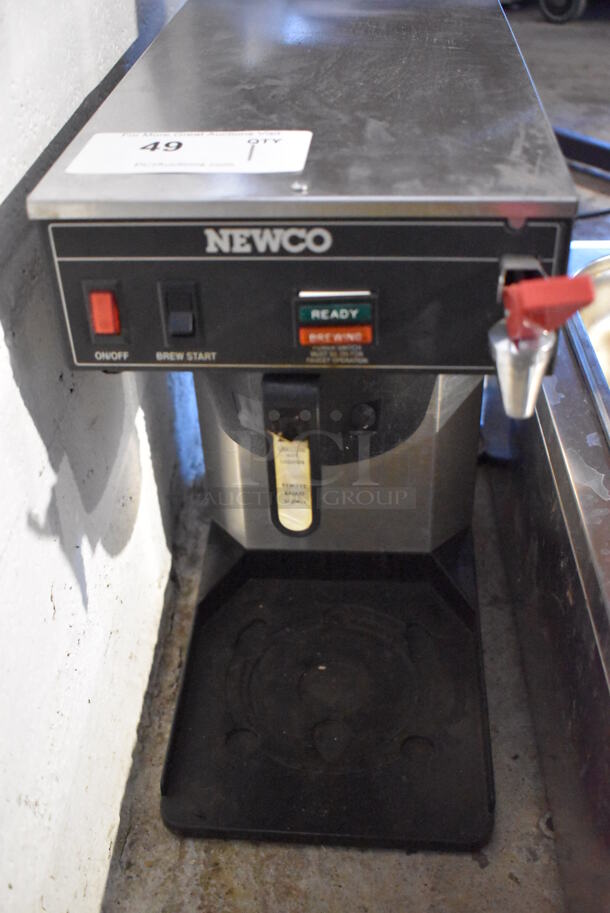 Newco ACE-TC Metal Commercial Countertop Coffee Machine w/ Hot Water Dispenser and Poly Brew Basket. 120 Volts, 1 Phase. 9x21x17