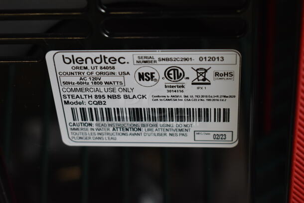 BRAND NEW SCRATCH AND DENT! 2023 Blendtec CQB2 Stealth 895 Metal Commercial Countertop Nitro Blender w/ Poly Dome Hinge Cover Sound Enclosure and Jarless Blending. 120 Volts, 1 Phase. Tested and Working! - Image 9 of 9