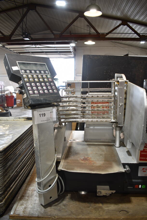 Bizerba A 404 FB US Metal Commercial Countertop Meat Slicer Stacker. 120 Volts, 1 Phase. Tested and Powers On But Parts Do Not Move - Needs Control Box Replaced - Image 3 of 11