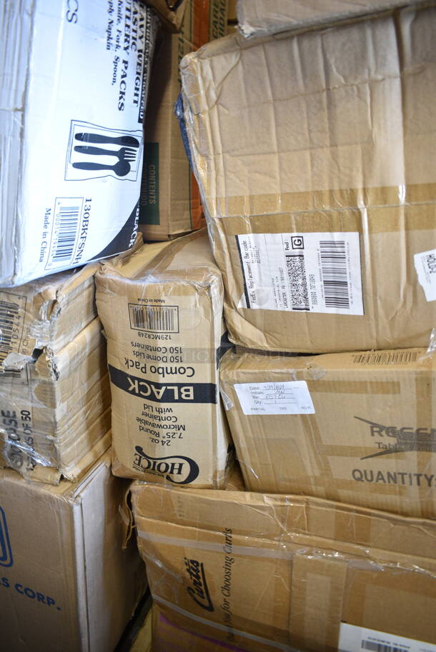 PALLET LOT of 22 BRAND NEW Boxes Including 612509PCO Choice Round Standard Weight Foil Take-Out Dome Lid, 594PSTK616 Paper Lollipop / Cake Pop Stick 6" x 5/32" - 10000/Case, 600DIB11830LD Regency Stainless Steel Sliding Lid for 18" x 30" Drop-In Ice Bins, 129MCR24B Choice 24 oz. Black Round Microwavable Heavy Weight Container with Lid 7 1/4" - 150/Case, 500HBB12 8 oz. (12 oz. Honey Weight) Bear PET Honey Bottle - 365/Case, 554LPGVFTR Backyard Pro Vegetable / Fish Tray for LPG Grills, 233393581002 Bunn 39358.1002 Stainless Steel Basket With Decals for Single and Dual Titan Coffee Brewers, Dart 6J6 6 oz. White Customizable Foam Cup - 1000/Case, 2 Box 95HT3R Dart 95HT3R 9 1/2" x 9" x 3" White Foam Three-Compartment Square Take Out Container with Hinged Lid - 200/Case, 795KFT44RNPE Choice 44 oz. Round Kraft PE-Lined Microwavable Take-Out Container 7 5/16" x 2 5/8" - 300/Case, 2 Box Dart 80HT1R 8" x 7 1/2" x 2" White Foam Square Take Out Container with Hinged Lid - 200/Case, 130WSPOONWP Choice Individually Wrapped Medium Weight White Plastic Teaspoon - 1000/Case, Cleveland FK110683 Motor, 233423881000 Bunn 42388.1000 Trifecta Cup Assembly for Bunn Trifecta Coffee Brewers. 22 Times Your Bid! - Image 9 of 12