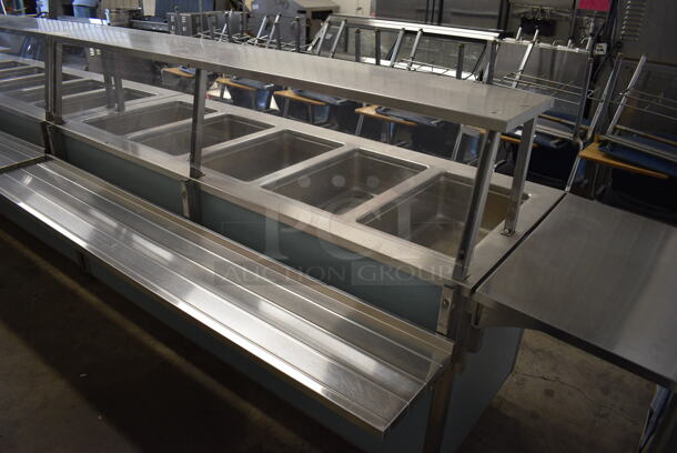 Vollrath 37050-2494-CNB Stainless Steel Commercial Electric Powered 5 Well Steam Table w/ Sneeze Guard and Tray Slide on Commercial Casters. 208 Volts, 1 Phase. 92x45x48 - Image 6 of 8