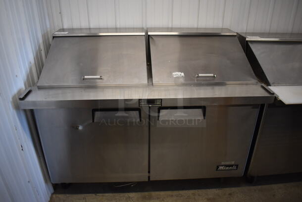 2016 Migali C-SP60-24BT Stainless Steel Commercial Sandwich Salad Prep Table Bain Marie Mega Top on Commercial Casters. 115 Volts, 1 Phase. 60.5x34x47. Tested and Does Not Power On