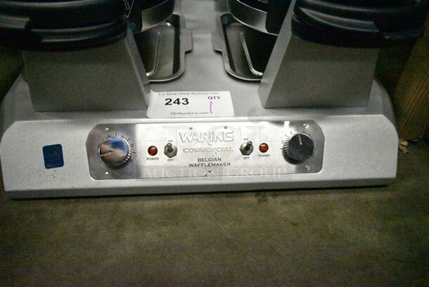 BRAND NEW SCRATCH AND DENT! 2022 Waring WW300BX Stainless Steel Non-Stick Quad Belgian Waffle Iron / Maker. 208 Volts, 1 Phase.  - Image 3 of 7