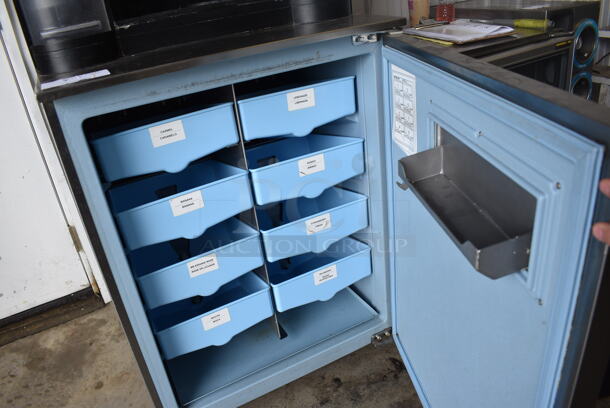 2017 Manitowoc Multiplex Model MB-8-1 Stainless Steel Commercial Blend In Cup Workstation on Single Door Undercounter Cooler on Commercial Casters. 115 Volts, 1 Phase. 26x33x75. Tested and Working! - Image 7 of 8