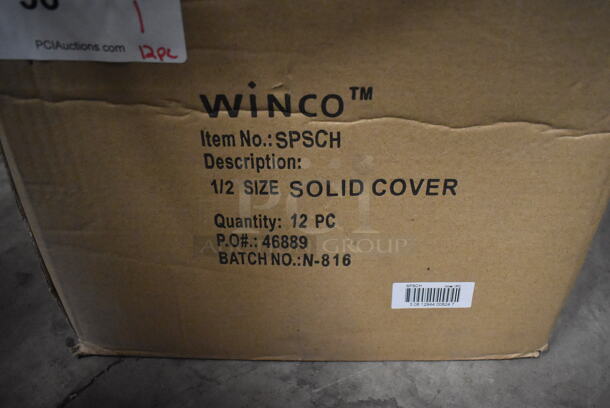 12 BRAND NEW IN BOX! Winco SPSCH Stainless Steel 1/2 Size Drop In Bin Lids. 12 Times Your Bid! - Image 3 of 3