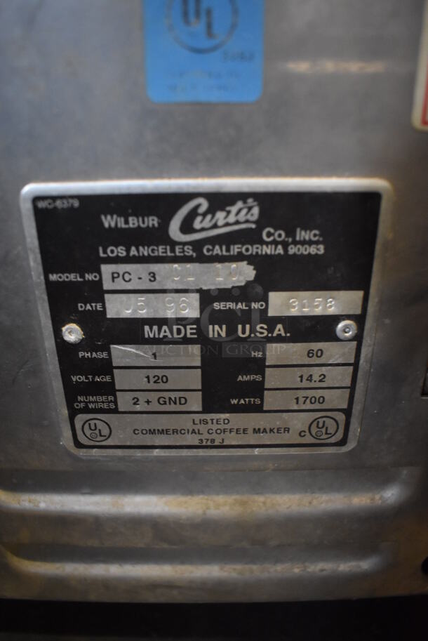 Curtis PC-3 Metal Commercial Countertop Cappuccino Machine. 120 Volts, 1 Phase. 12x19x31 - Image 6 of 6