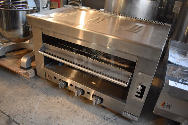 BRAND NEW SCRATCH AND DENT! CPG 351S36SBN Stainless Steel Commercial Natural Gas Powered Salamander Broiler Cheese Melter. 36,000 BTU. 35x21x21.5 - Image 3 of 7