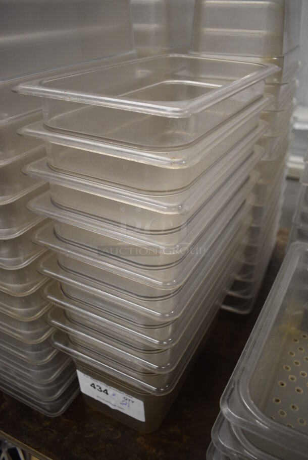 ALL ONE MONEY! Lot of 21 Poly Clear 1/3 Size Drop In Bins. 1/3x6 - Image 2 of 3