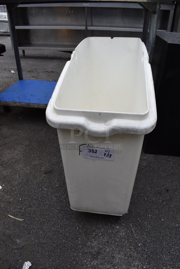 White Poly Ingredient Bin on Commercial Casters. 