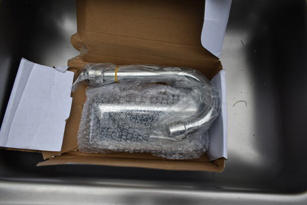 BRAND NEW SCRATCH AND DENT! Regency 600HS17 Stainless Steel Commercial Single Bay Wall Mount Sink w/ Faucet and Wall Mount. - Image 5 of 6