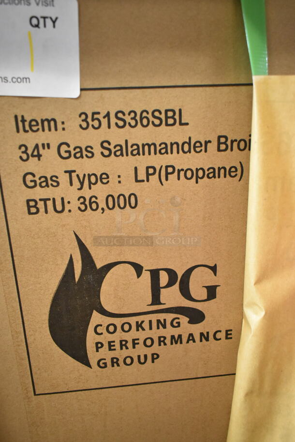 BRAND NEW SCRATCH AND DENT! Cooking Performance Group CPG 351S36SBL  34" Liquid Propane Infrared Salamander Broiler. 36,000 BTU - Image 3 of 3