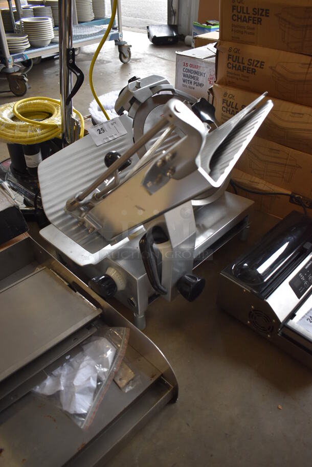 Avantco ASM0013 Stainless Steel Commercial Countertop Automatic Meat Slicer w/ Blade Sharpener. 120 Volts, 1 Phase. 25x26x25. Tested and Working! - Image 3 of 6