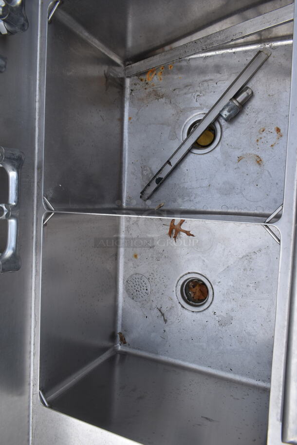 Stainless Steel Commercial 3 Bay Dirty Side Right Side Dishwasher Table w/ 2 Faucet, Spray Nozzle and 2 Handles. - Image 4 of 6