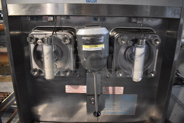 2013 Taylor 342D-27 Stainless Steel Commercial Floor Style Air Cooled 2 Flavor Frozen Beverage Machine w/ Drink Mixer Attachment on Commercial Casters. 208-230 Volts, 1 Phase. 27.5x33x60 - Image 5 of 9