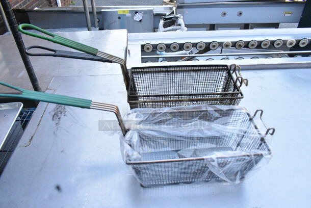 Green Finish 4 Tier Wire Shelving Unit on Commercial Casters w/ Contents including Baskets, Stainless Steel Drop In Bins and Metal Baking Pans. BUYER MUST DISMANTLE. PCI CANNOT DISMANTLE FOR SHIPPING. PLEASE CONSIDER FREIGHT CHARGES. - Image 2 of 8