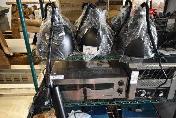 3 BRAND NEW SCRATCH AND DENT! ServIt 423HLR85BK Retractable Cord Ceiling Mount Heat Lamp with Modern Black Finish Round Dome Shade. 120 Volts, 1 Phase. 3 Times Your Bid! - Image 2 of 6